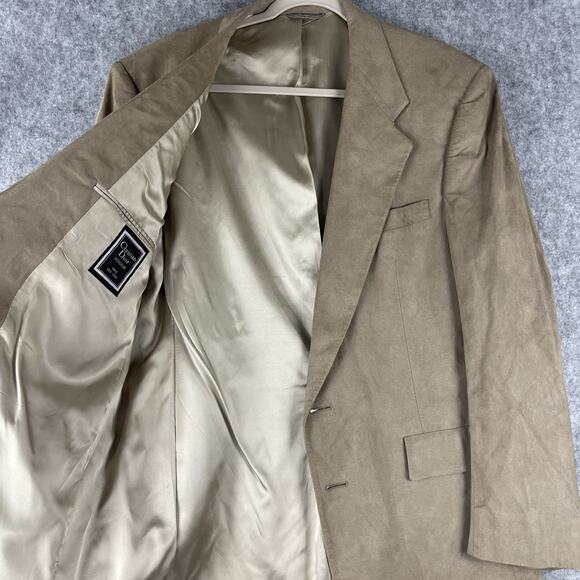 Vintage Christian Dior Monsieur Suede Blazer Sport Coat Mens 42R Beige 2 Button - Picture 4 of 16